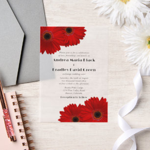 Invitations En Vélin Red Gerbera Gerber Daisy Flower Mariage