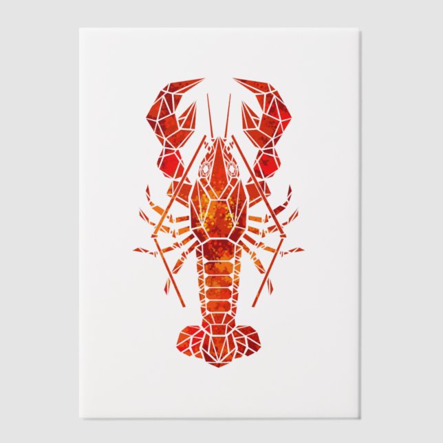 Invitations En Vélin Red polygonal lobster (Recto)