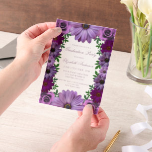 Invitations En Vélin Regal Purple Floral Graduation Party