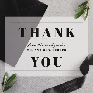 Invitations En Vélin Remerciements de mariage minimalistes noirs gras