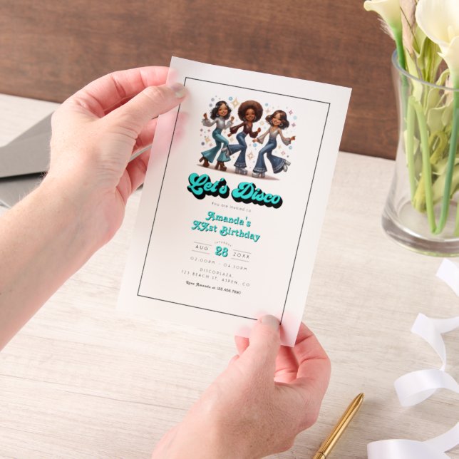 Invitations En Vélin Retro Disco Queens Anniversaire Photo (Ordinateur de poche)