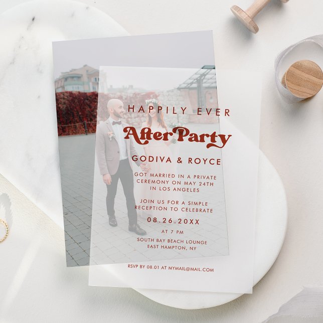 Invitations En Vélin Retro élégant Heureusement Jamais Après La Fête (Créateur téléchargé)