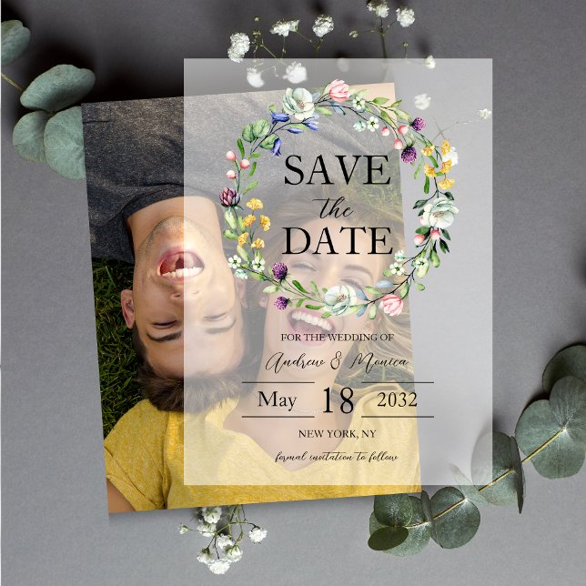 Invitations En Vélin Revêtement Translucide fleur sauvage Enregistrer L (Wildflowers Translucent Overlay Save The Date Vellum Invitations
)