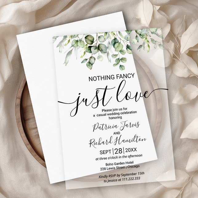 Invitations En Vélin Rien de fantaisie Juste Amour Mariage (Créateur téléchargé)