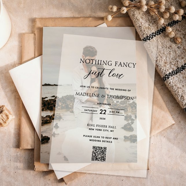 Invitations En Vélin Rien de Fantastique Juste Amour Photo Qr Code Mari (Créateur téléchargé)