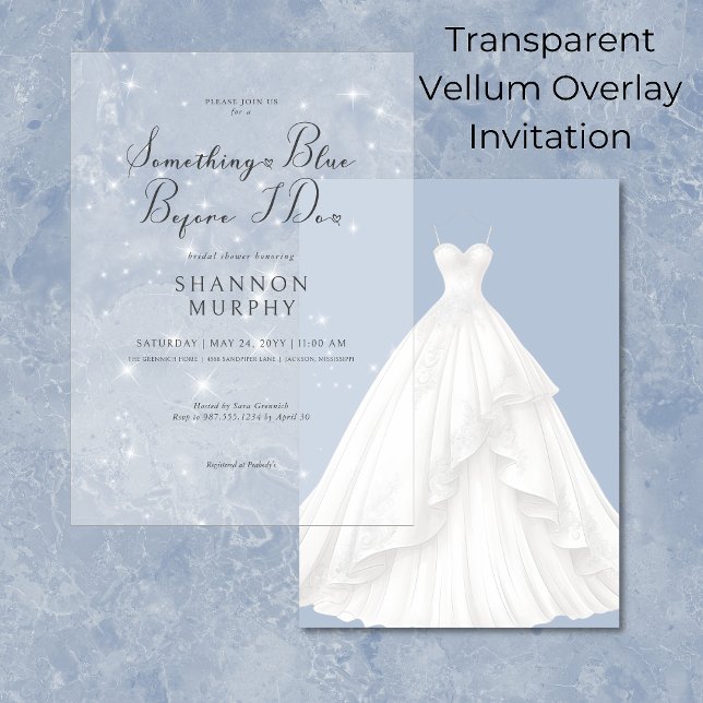 Invitations En Vélin Robe Mariage moderne Quelque chose Blue Sparkle Do (Créateur téléchargé)