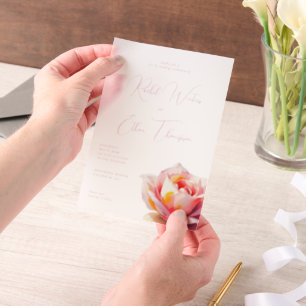 Invitations En Vélin Rose aquarelle corail romantique