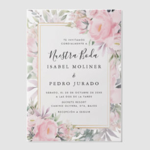 Invitations En Vélin Rose Blush Floral Nuestra Boda Mariage espagnol