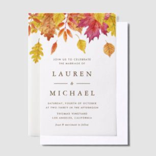 Invitations En Vélin Russe chute Feuille Garland Mariage d'automne