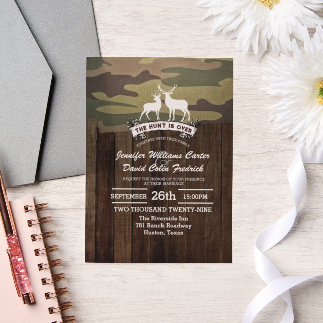 Invitations En Vélin Rustic Western La chasse est au-dessus du Mariage  (Mariage)