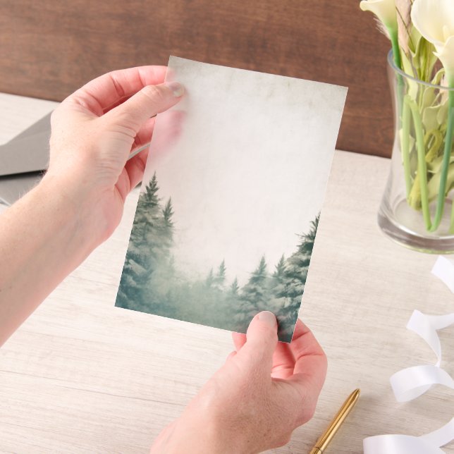 Invitations En Vélin Rustic Winter Mountains Mariage (Ordinateur de poche)