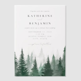 Invitations En Vélin Rustique Aquarelle Arbres Mariage forestier