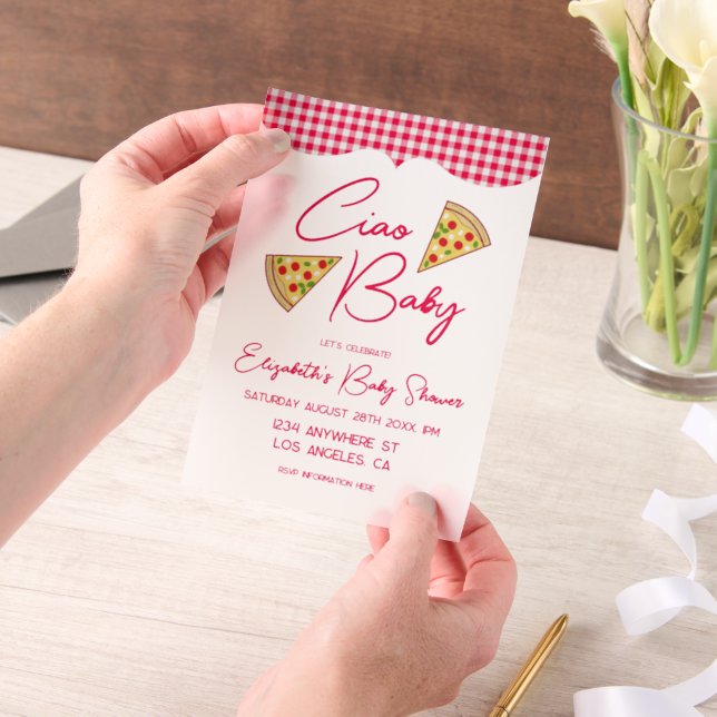 Invitations En Vélin Salut Bébé Fête de Naissance Italienne (Ordinateur de poche)