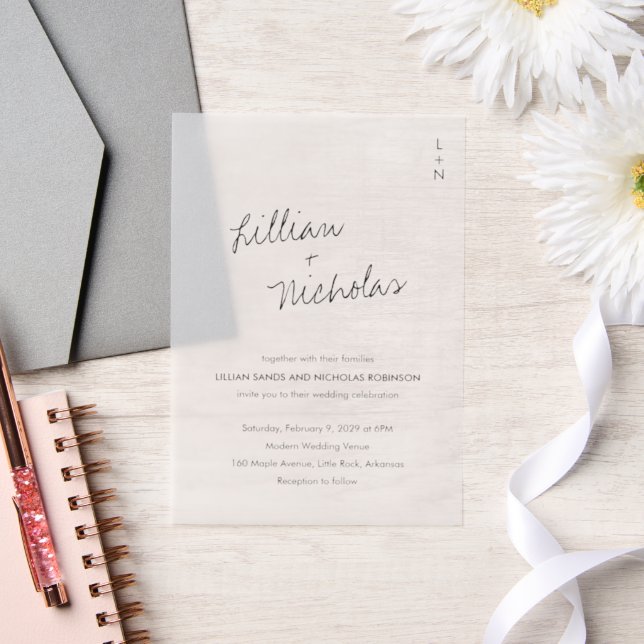 Invitations En Vélin Script contemporain Mariage moderne (Mariage)