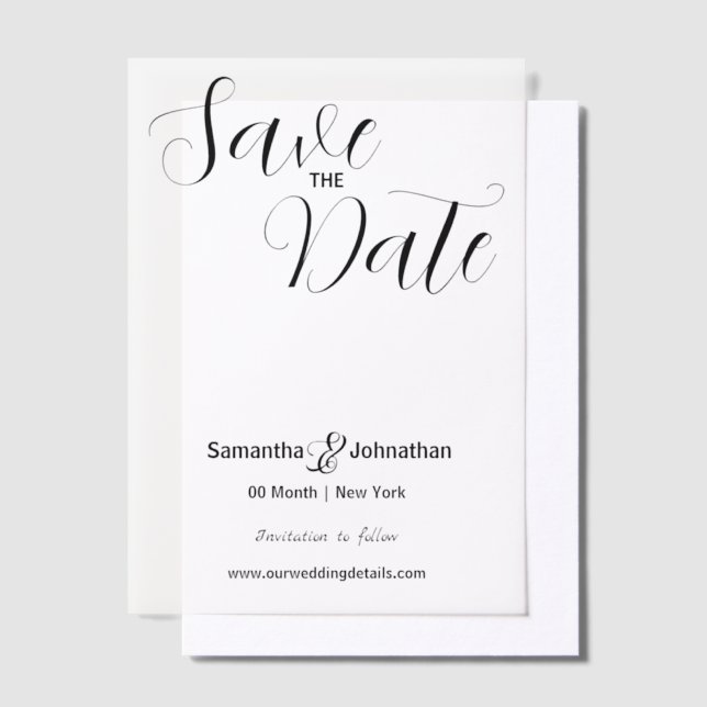 Invitations En Vélin Script de superposition photo de vellum de luxe (Compenser)