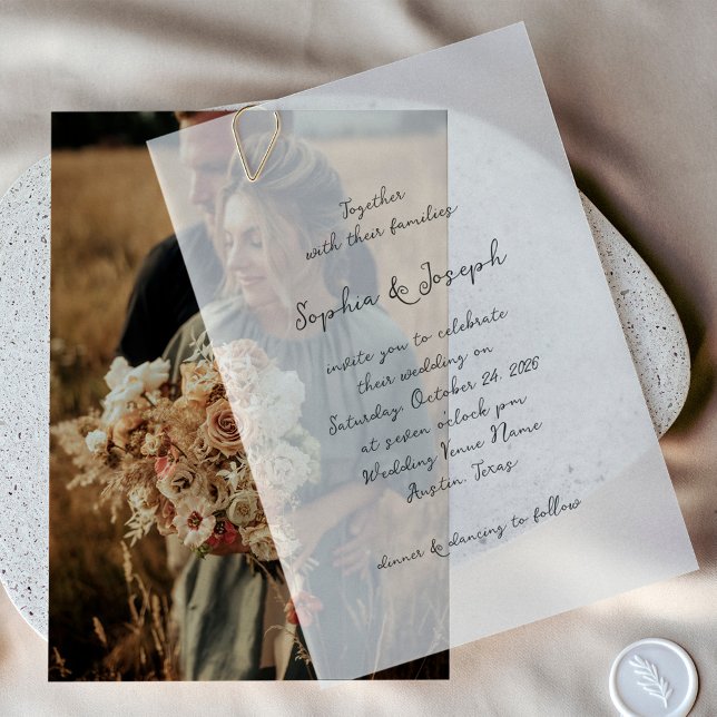 Invitations En Vélin Script manuscrit simple en Whimsical | MARIAGE (Créateur téléchargé)