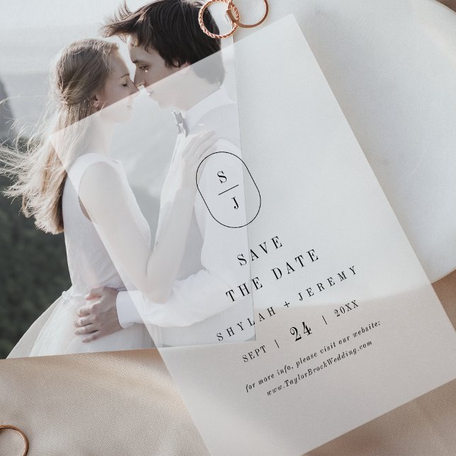 Invitations En Vélin SHYLAH Monogramme Mariage unique Enregistrer la da (SHYLAH Monogram Unique Wedding Save The Date Vellum Invitations)