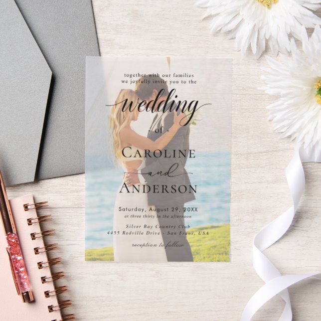 Invitations En Vélin Simple Black & White wedding  Overlay (Mariage)