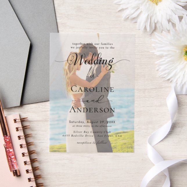 Invitations En Vélin Simple Black & White wedding  Overlay (Mariage)