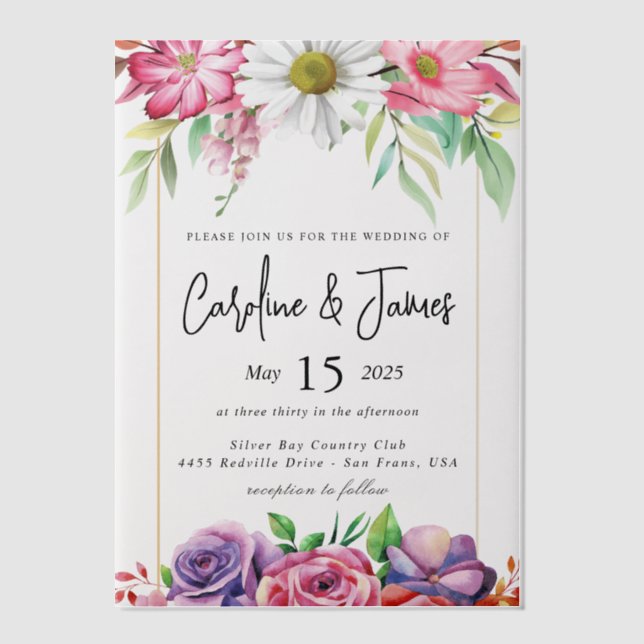 Invitations En Vélin Simple Black & White wedding  Overlay Vellum Invit (Recto)