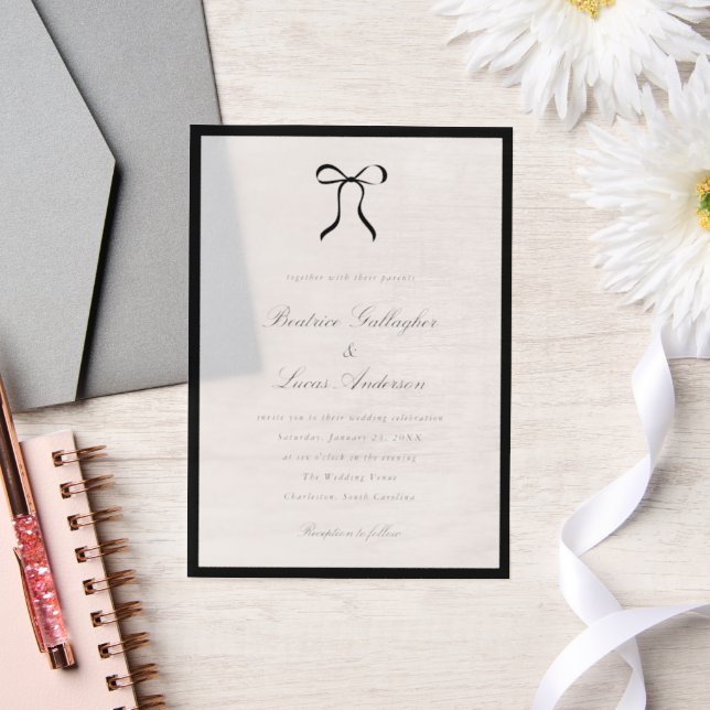 Invitations En Vélin Simple Bow Mariage Classique (Mariage)