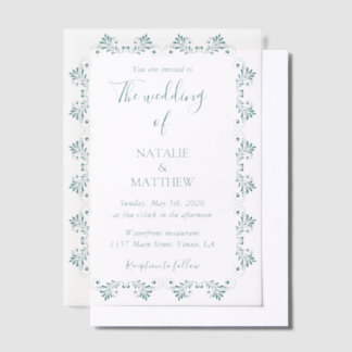 Invitations En Vélin Simple Élégant Minimaliste Ornement de Damas Maria