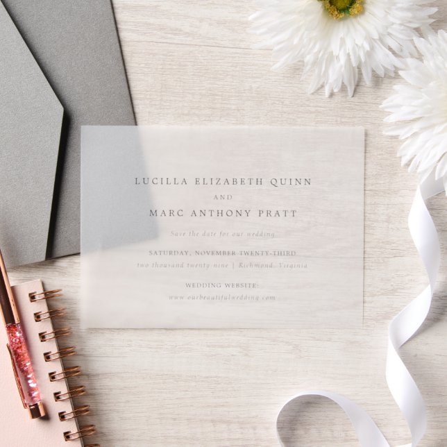 Invitations En Vélin Simple Mariage Intemporel Enregistrer la Date (Mariage)