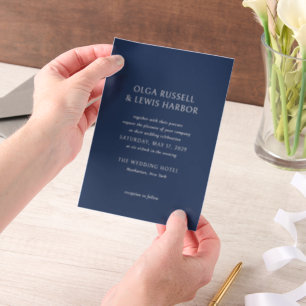 Invitations En Vélin Simple marine et crème Mariage moderne