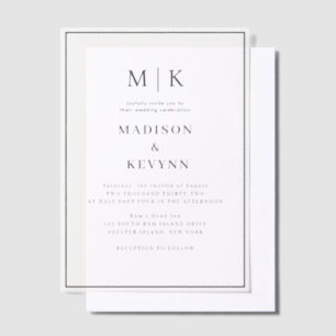 Invitations En Vélin Simple minimaliste et chic MARIAGE