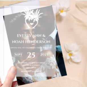 Invitations En Vélin Simple Moderne Mariage Palmier Minimaliste Plage