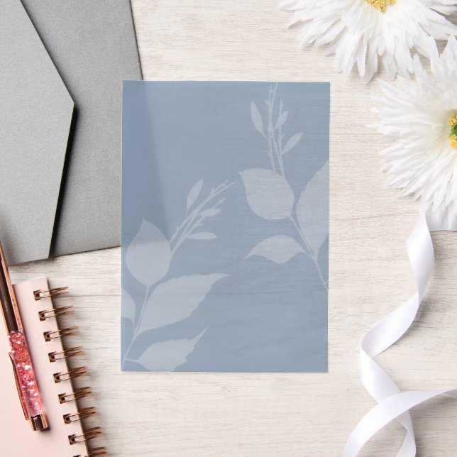 Invitations En Vélin Simple Vellum Bleu Poussiéreux avec Feuilles (Mariage)