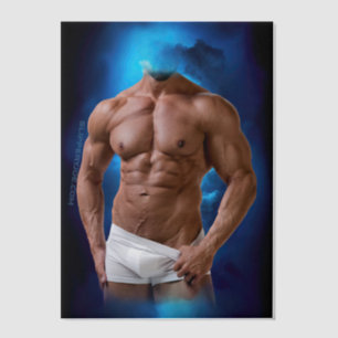 Invitations En Vélin SlipperyJoe homme musclé barbu torse nu sixpaquets