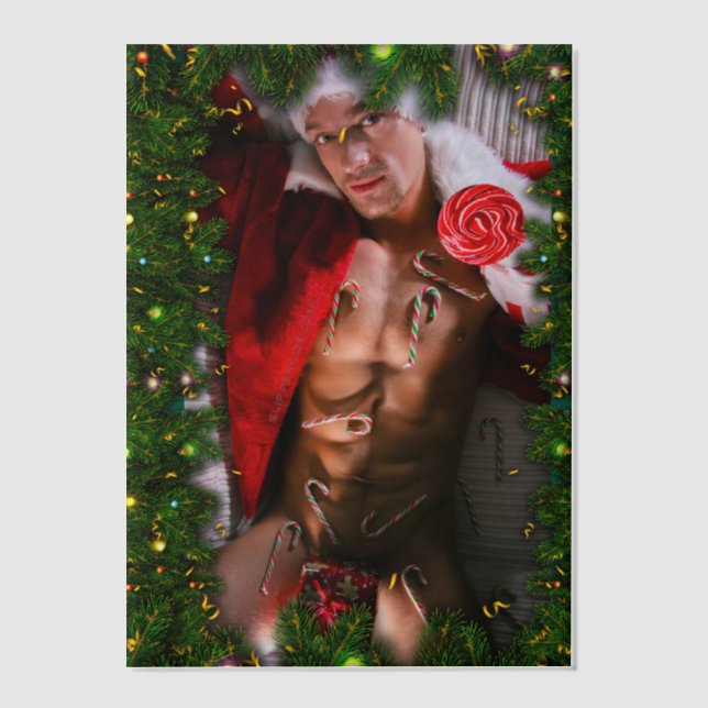 Invitations En Vélin SlipperyJoe mâle poitrine six pack estomac torse n (Recto)