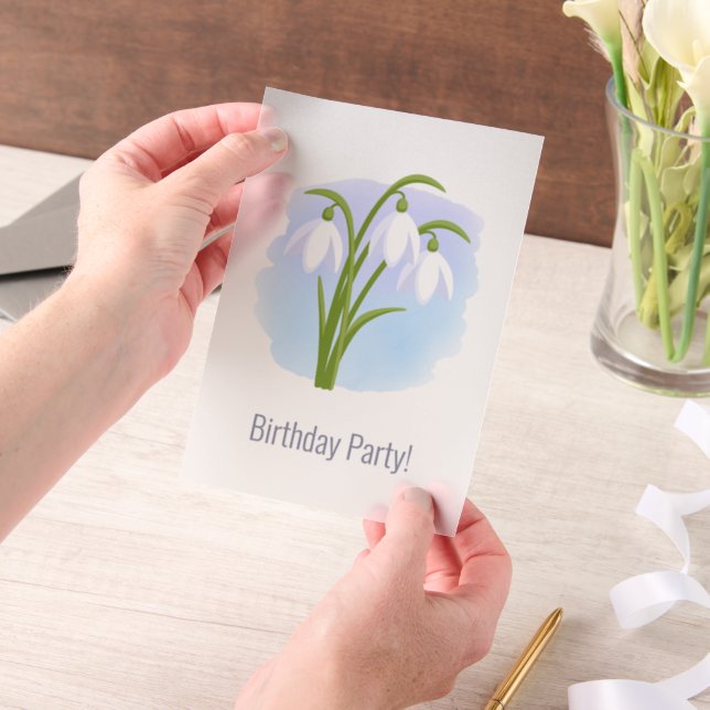 Invitations En Vélin Snowdrops Fleurs de printemps sur l'aquarelle Inse (Ordinateur de poche)