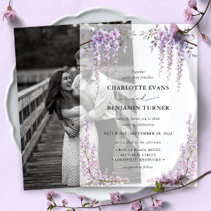 Invitations En Vélin Superbe aquarelle Wisteria Floral Garden Mariage