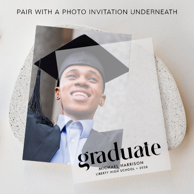 Invitations En Vélin Superposition de la fête de graduation moderne (Elevate your graduation party invitations with our timeless vellum overlays)