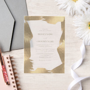 Invitations En Vélin Superposition de Mariage frontalier Faux Gold tran