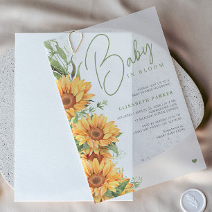 Invitations En Vélin Superposition de texte élégant pour baby shower fl