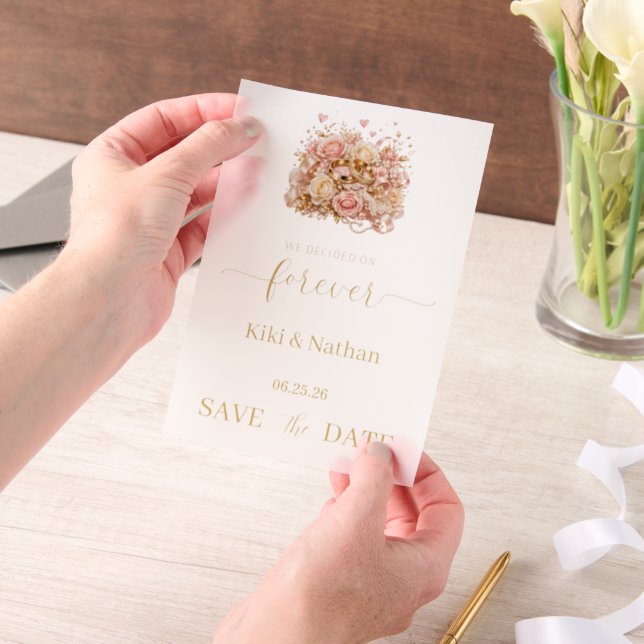Invitations En Vélin Superposition de vélin pour la date de mariage (Ordinateur de poche)