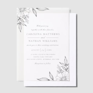 Invitations En Vélin Superposition Mariage simple et élégante des coins