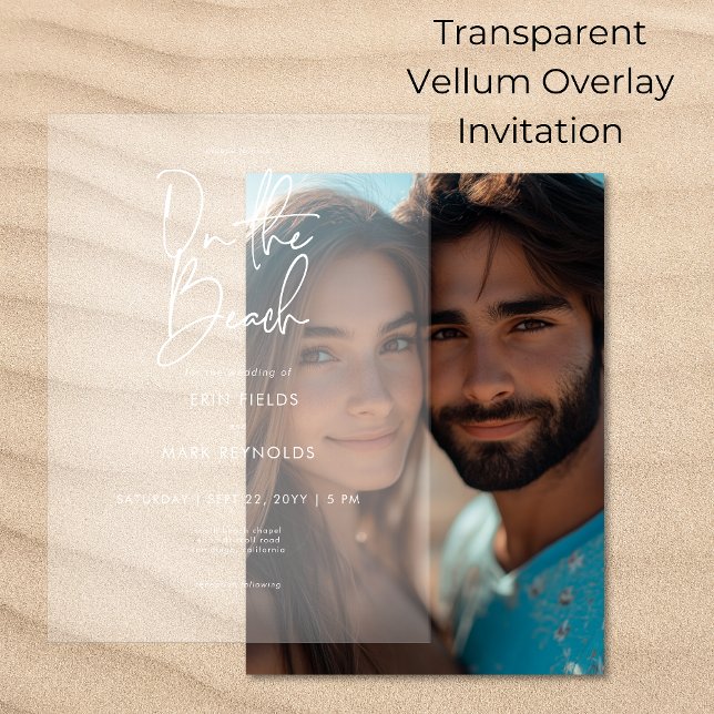 Invitations En Vélin Sur la plage Vellum Overlay Mariage (Créateur téléchargé)
