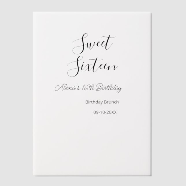 Invitations En Vélin Sweet sixteen anniversaire brunch 16e anniversaire (Recto)