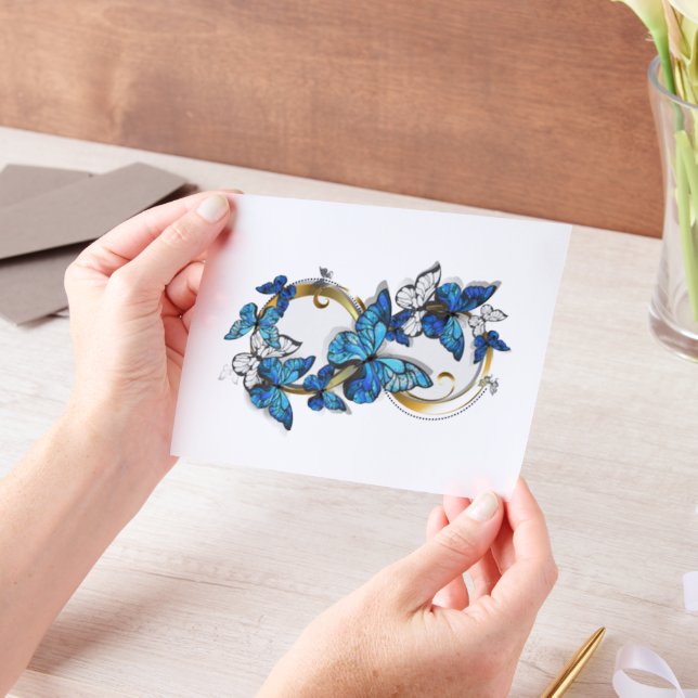 Invitations En Vélin Symbole infini de papillons Morpho bleus (Ordinateur de poche)