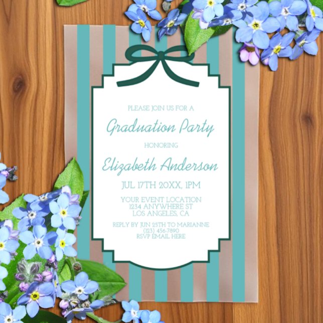 Invitations En Vélin Teal Green Graduation (Créateur téléchargé)