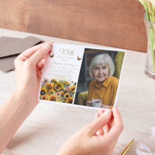 Invitations En Vélin Tournesols Papillons Femmes 90e Anniversaire
