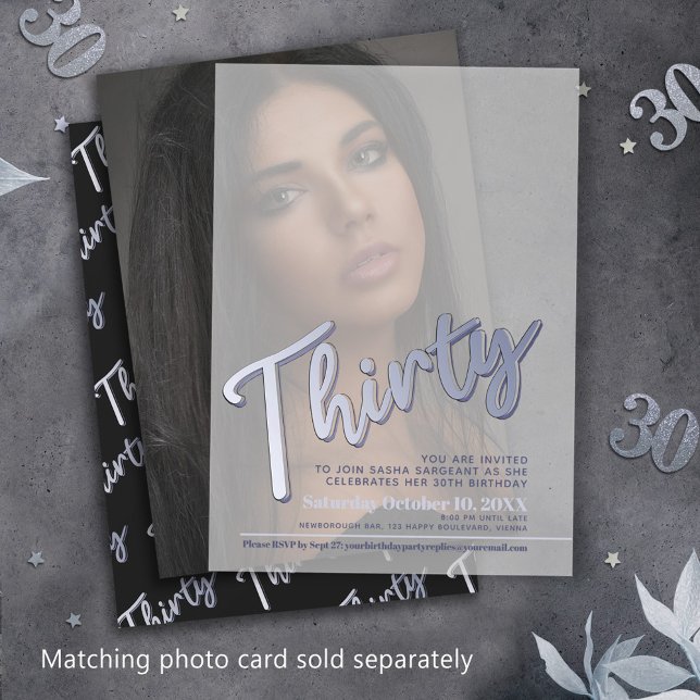 Invitations En Vélin Trentaine de 30e anniversaire de l'écriture argent (Créateur téléchargé)