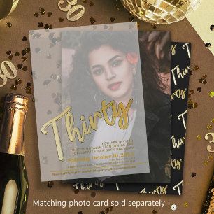 Invitations En Vélin Trentaine de 30ème anniversaire d'or écriture de t