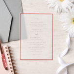 Invitations En Vélin Trisha Coral rose Mariage moderne<br><div class="desc">Invitations de mariage modernes avec un design propre avec des polices serif et script.</div>