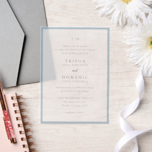 Invitations En Vélin Trisha Poudre Bleu Mariage moderne