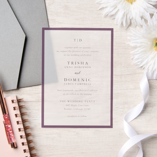 Invitations En Vélin Trisha Purple Mariage moderne (Mariage)